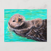 フワフワの海絵画のオッター ポストカード (正面)