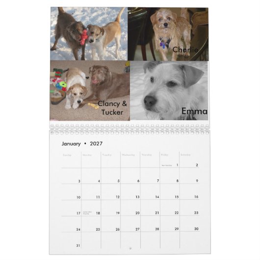 フワフワの犬救出 カレンダー (1月 2027)