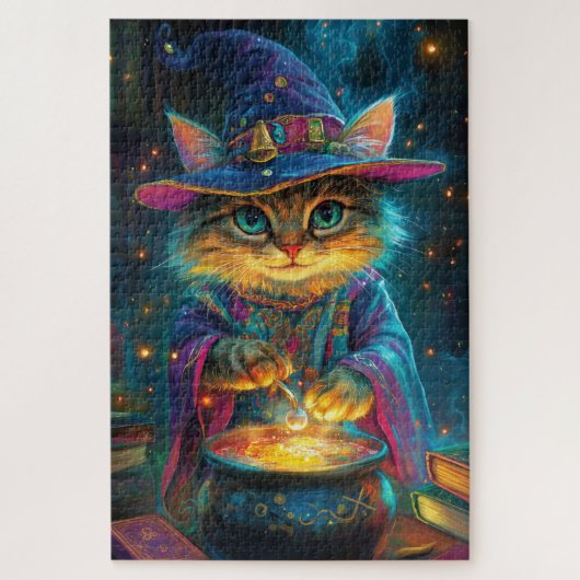 フワフワの猫ウィザード ジグソーパズル (縦)