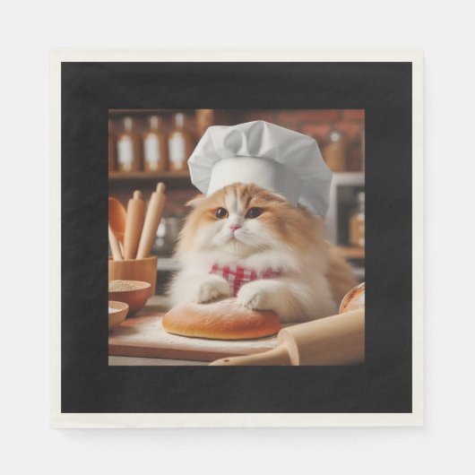 フワフワの猫ベーキングパン スタンダードランチョンナプキン (正面)