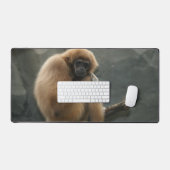 フワフワの白いカラシギボン デスクマット (キーボード&マウス)