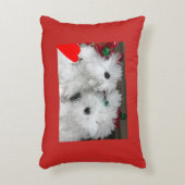 **フワフワの白い子犬** クリスマス アクセントクッション (正面(垂直))