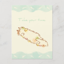 フワフワの眠い猫 ポストカード