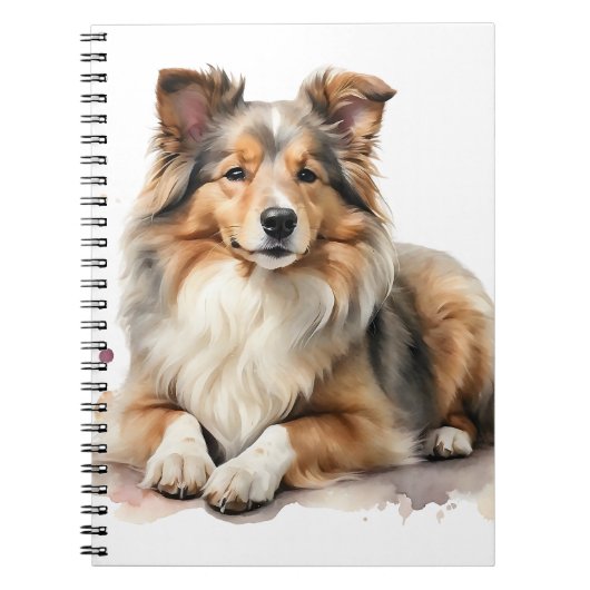 フワフワの美しいシェットランドシェプドッグ犬 ノートブック (正面)