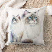 フワフワの美しいラグドール猫ペア クッション (ブランケット)
