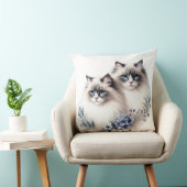 フワフワの美しいラグドール猫ペア クッション (椅子)