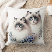 フワフワの美しいラグドール猫ペア クッション (ブランケット)