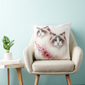 フワフワの美しいラグドール猫ペア クッション (椅子)