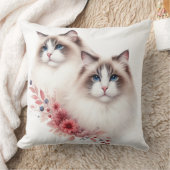 フワフワの美しいラグドール猫ペア クッション (ブランケット)