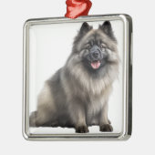 フワフワの美しい毛様子犬 メタルオーナメント (左)