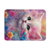 フワフワの美しい白猫 マグネット (横)