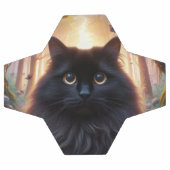 フワフワの美しい黒猫と金ゴールド眼 サッカーボール (フラット)