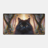 フワフワの美しい黒猫と金ゴールド眼 デスクマット (正面)