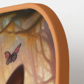 フワフワの美しい黒猫と金ゴールド眼 ピックルボールラケット (左詳細)