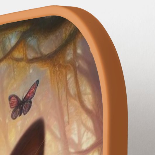 フワフワの美しい黒猫と金ゴールド眼 ピックルボールラケット (左詳細)