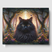 フワフワの美しい黒猫金ゴールド目追加Info ゲストブック (正面)