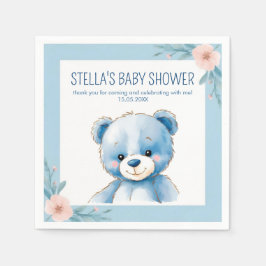 フワフワの青クマ スタンダードカクテルナプキン