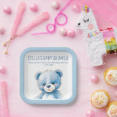 フワフワの青クマ ペーパープレート (パーティー)