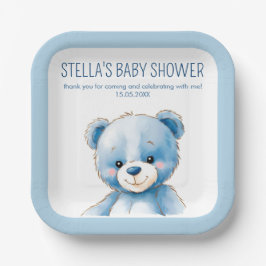 フワフワの青クマ ペーパープレート