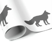 フワフワの黒いシルエットキツネ ラッピングペーパー (ロールコーナー)