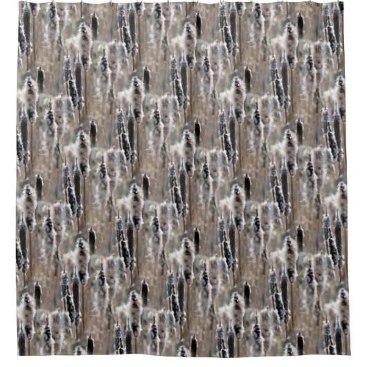 フワフワのcattails自然パターン シャワーカーテン (正面)