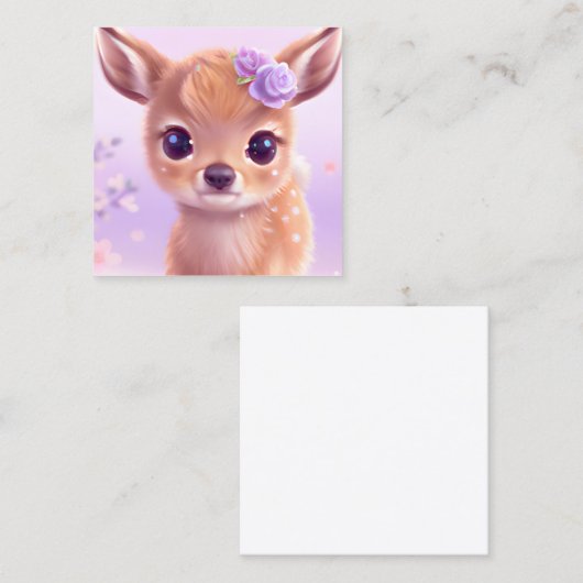 フワフワベビー鹿とアイボリー鼻 スクエア名刺 (正面/裏面)