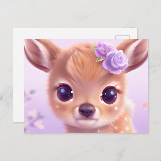 フワフワベビー鹿とアイボリー鼻 ポストカード (正面/裏面)