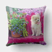 フワフワポメラニア犬パピー素朴ガーデンフローラ クッション (裏面)