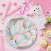 フワフワマシュマロのねじれキャンディー ペーパープレート (パーティー)