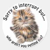 フワフワ子猫おもしろいペットミー引用文 ラウンドシール (正面)