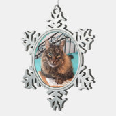 フワフワ猫オーナメント スノーフレークピューターオーナメント (右)