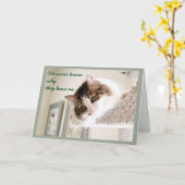 フワフワ猫顔悔やみや弔慰 カード (黄色い花)