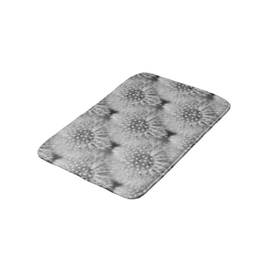 フワフワ白タンポポ花自然模様 バスマット (アングル)