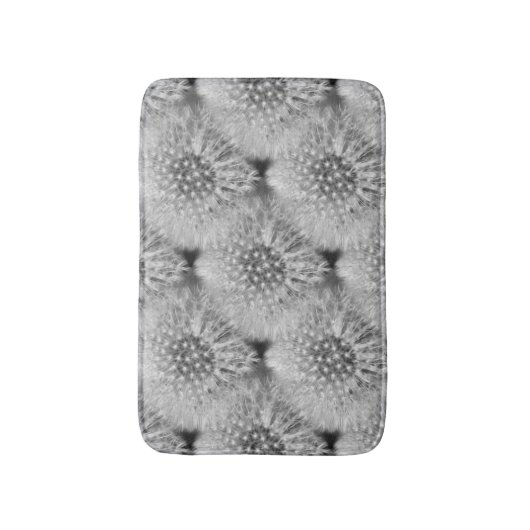 フワフワ白タンポポ花自然模様 バスマット (正面縦)