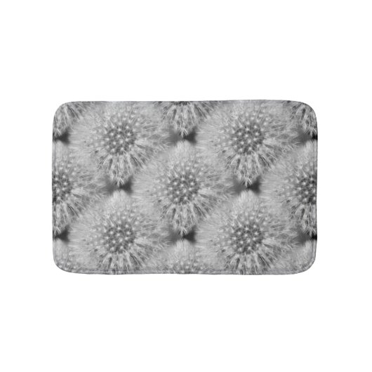 フワフワ白タンポポ花自然模様 バスマット (正面)