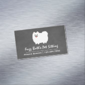 フワフワ白ポメラニア犬 マグネット名刺 (インサイチュ)