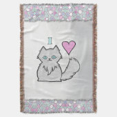 フワフワ白猫ちゃん スローブランケット (正面縦)