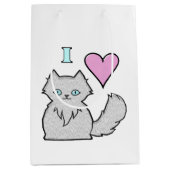 フワフワ白猫ちゃん ミディアムペーパーバッグ (正面)