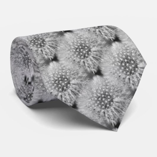 フワフワ白黒タンポポ自然 ネクタイ (ロール)