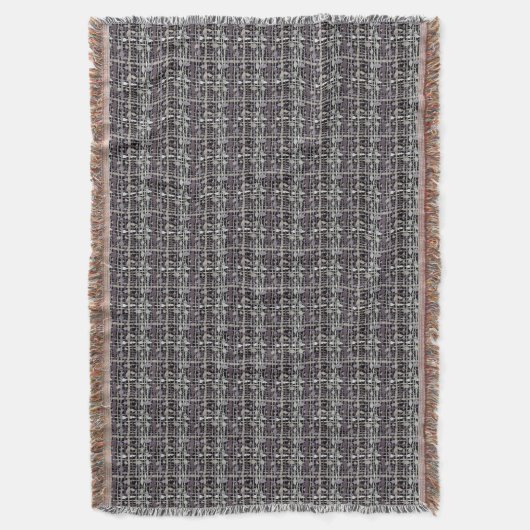 フワフワ織りグラフィックストリンググレー スローブランケット (正面縦)