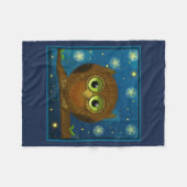 フワフワ茶色フクロウ フリースブランケット (正面(横))