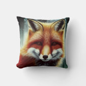 フワフワ赤キツネポートレート クッション (正面)