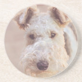 フワフワAiredale Welshテリア型ドッグパピー コースター (正面)