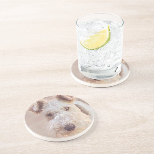 フワフワAiredale Welshテリア型ドッグパピー コースター (側面)