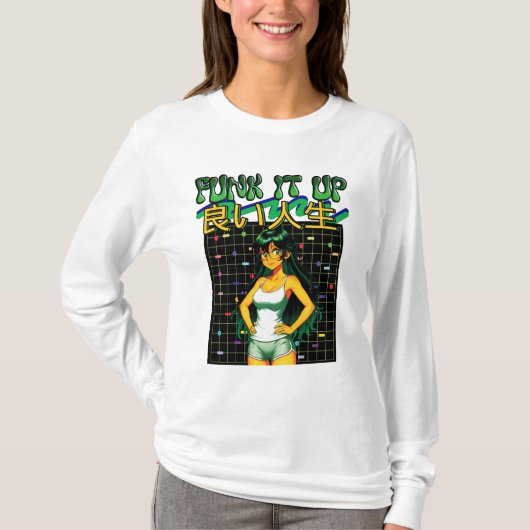 フンクで盛り上げろ-良い人生 Tシャツ (正面)