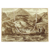 フンシャルマデイラの港によってセピア色染められる全景 ラージペーパーバッグ (正面)