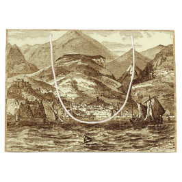 フンシャルマデイラの港によってセピア色染められる全景 ラージペーパーバッグ