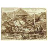 フンシャルマデイラの港によってセピア色染められる全景 ラージペーパーバッグ (裏面)