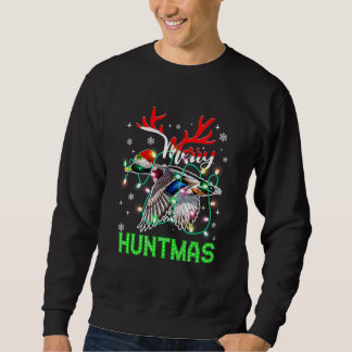 フントおもしろいマメリークリスマス照明ダック狩りChr スウェットシャツ