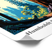 フンボルトレッドウッズ州パークトラベルイラストレーション ポスター (角)